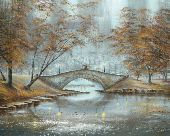 Estas Pinturas Capturan El Romance Bajo La Lluvia