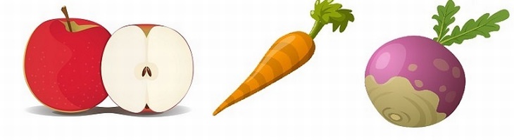 manzana, zanahoria y carlota