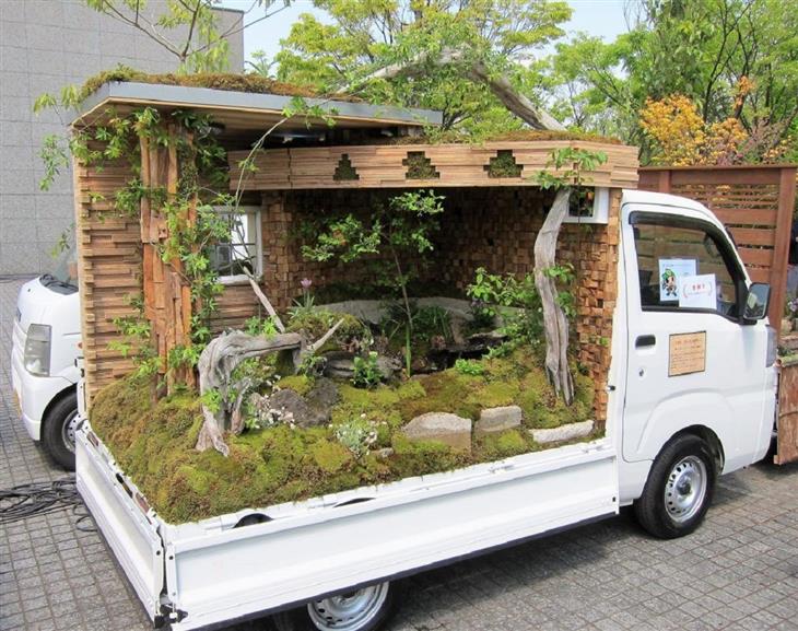 jardín, jardines, Japón, camionetas