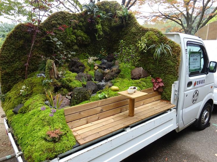 jardín, jardines, Japón, camionetas