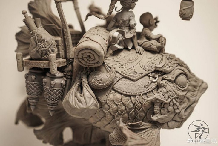 arcilla, arte, escultura, China