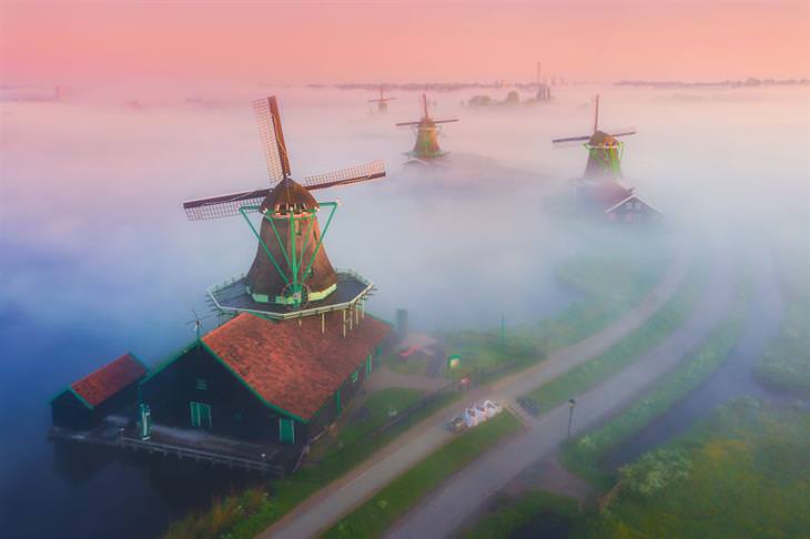 fotos molinos holandeses nieble