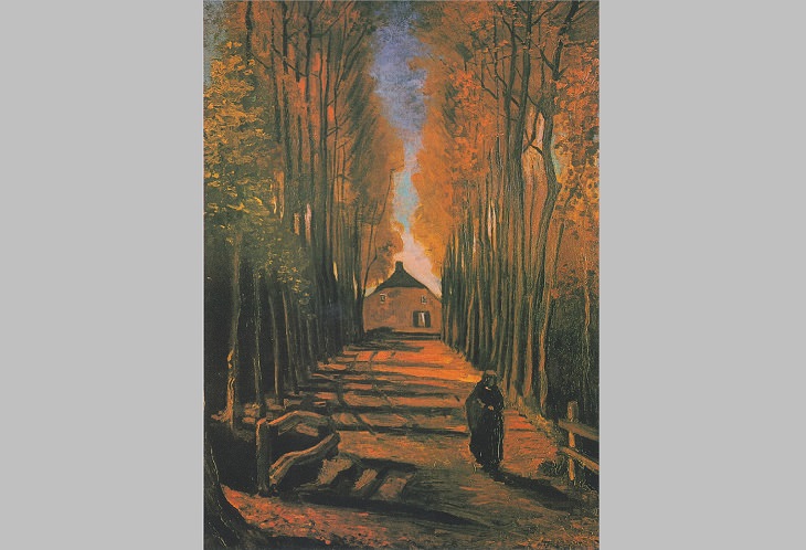 Avenida de los álamos en otoño Vang Gogh 