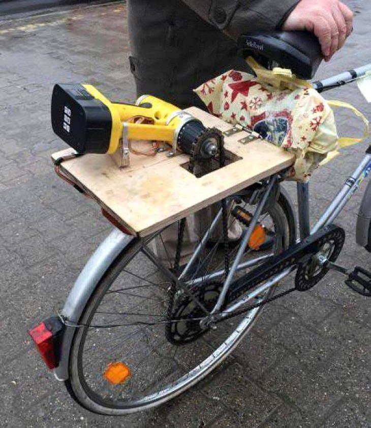 El taladro usado en una bicicleta
