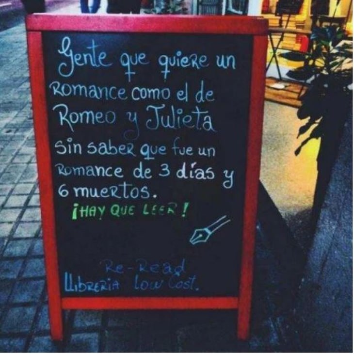 anucio libreria sobre Romeo y Julieta