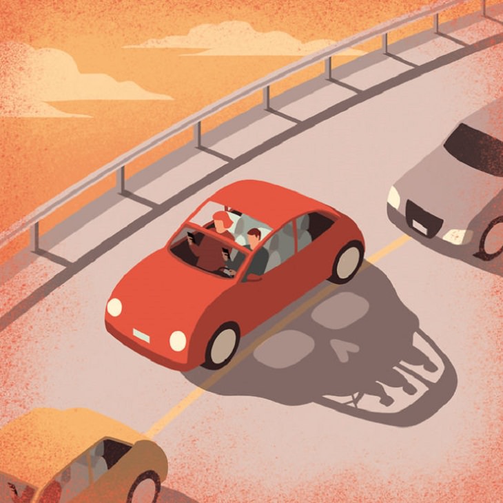 Imágenes Surrealistas El riesgo de manejar autos 