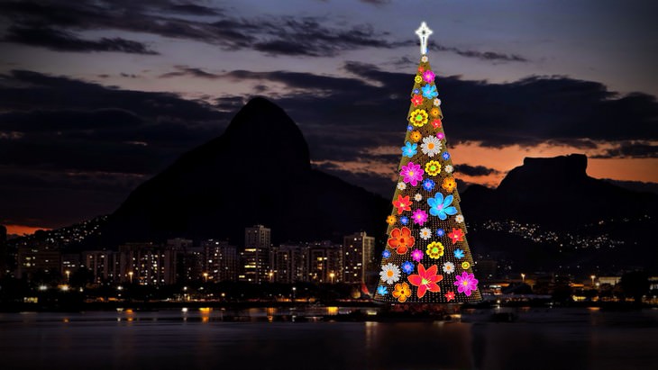 Árboles De Navidad Árbol flotante en Río de Janeiro en Brasil