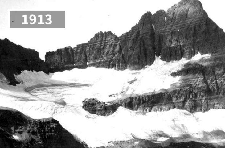 Imágenes Ayer y Hoy Glacier Shepard, EE.UU, 1913 y 2005 
