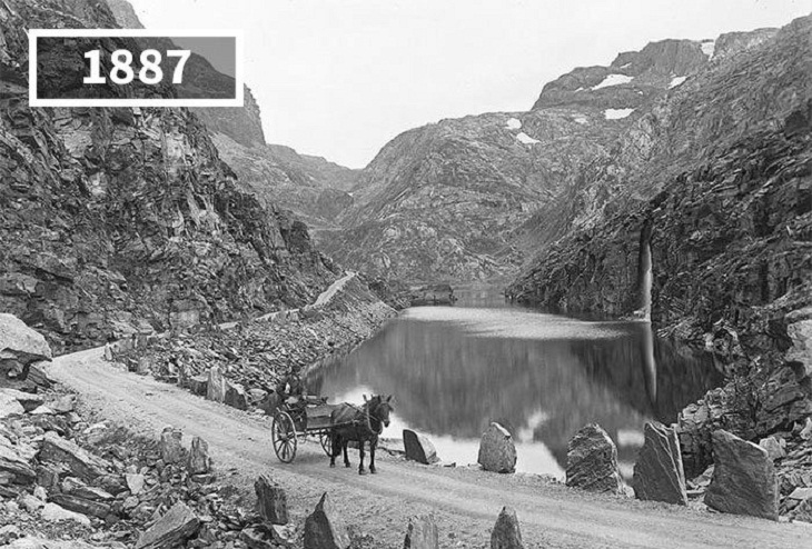 Imágenes Ayer y Hoy Seljestadjuvet, Odda, Noruega, 1887 y 2014
