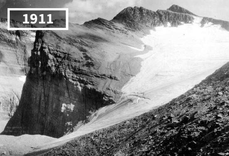 Imágenes Ayer y Hoy Glaciar Chaney, EE.UU, 1911 y 2005