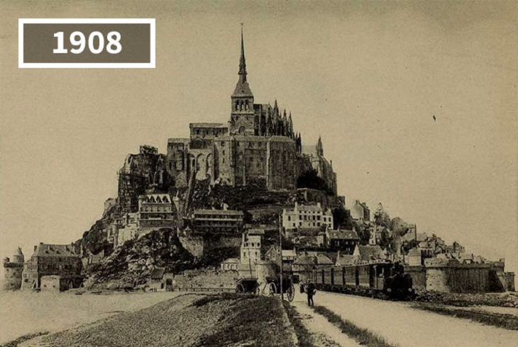 Imágenes Ayer y Hoy Monte Saint-Michel, Francia, 1908 y 2016