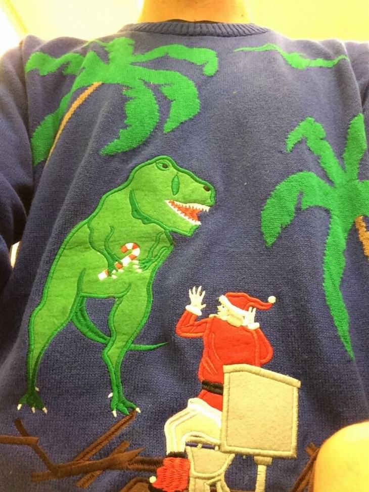 Imágenes Ingenio De Las Mamás suéter navideño de dinosaurio