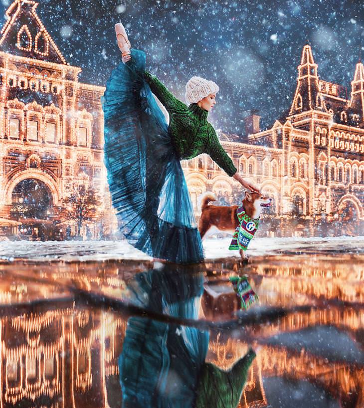 Moscú En Invierno bailarina en la nieve
