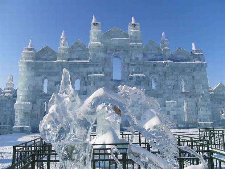 Festival De Esculturas De Hielo De Harbin castillo