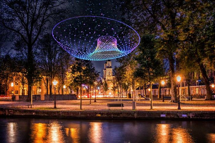 Festival de las luces de Amsterdam luces de colores en el parque