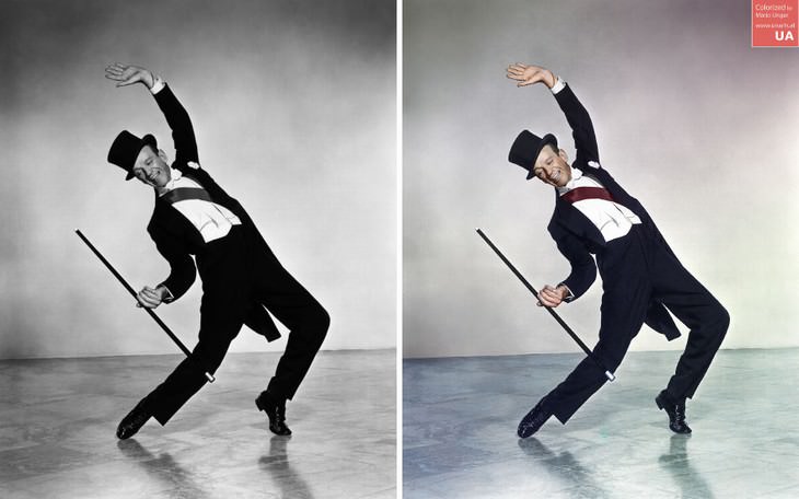 Escenas a blanco y negro a color Retrato de Fred Astaire