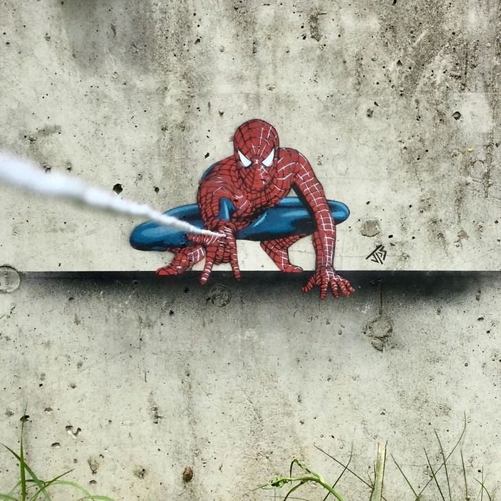 Arte callejero de Jamie Paul Scanlon spiderman