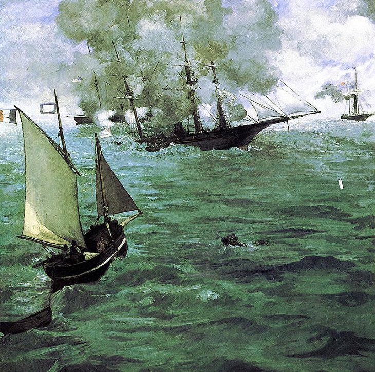 Pinturas Marinas La batalla del Kearsarge y Alabama