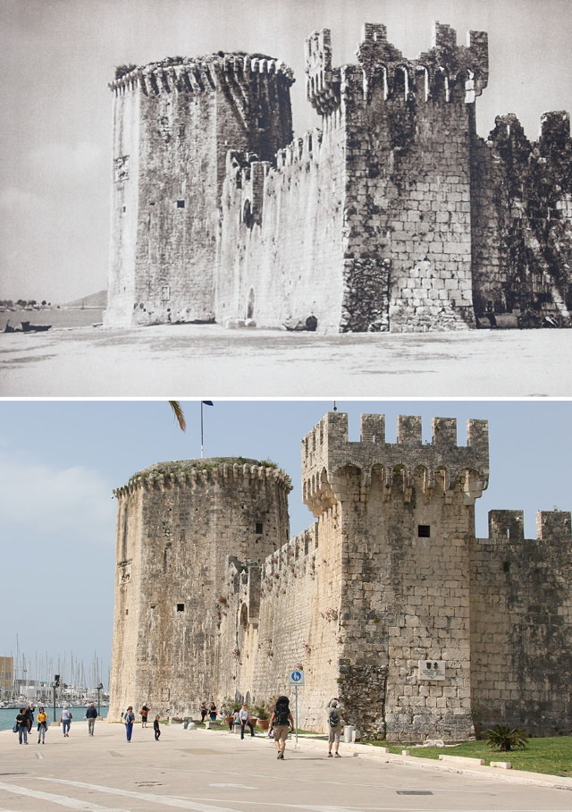 Antes y Ahora: Cómo Han Cambiado 15 Monumentos Europeos Castillo de Kamerlengo, Trogir, Croacia (1926 vs. 2019)