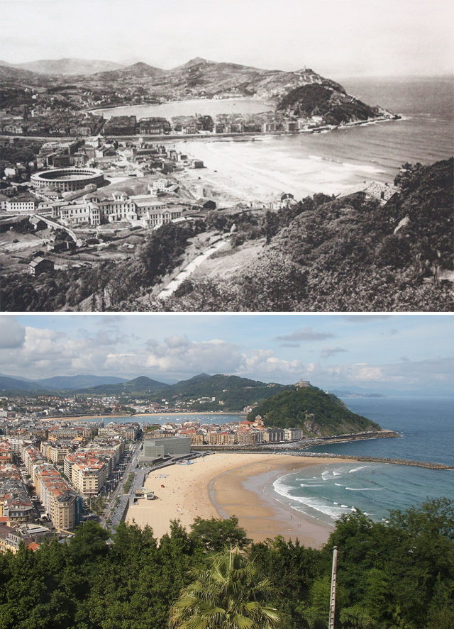 Antes y Ahora: Cómo Han Cambiado 15 Monumentos Europeos  San Sebastián, España (c.1914-1919 vs. 2019)