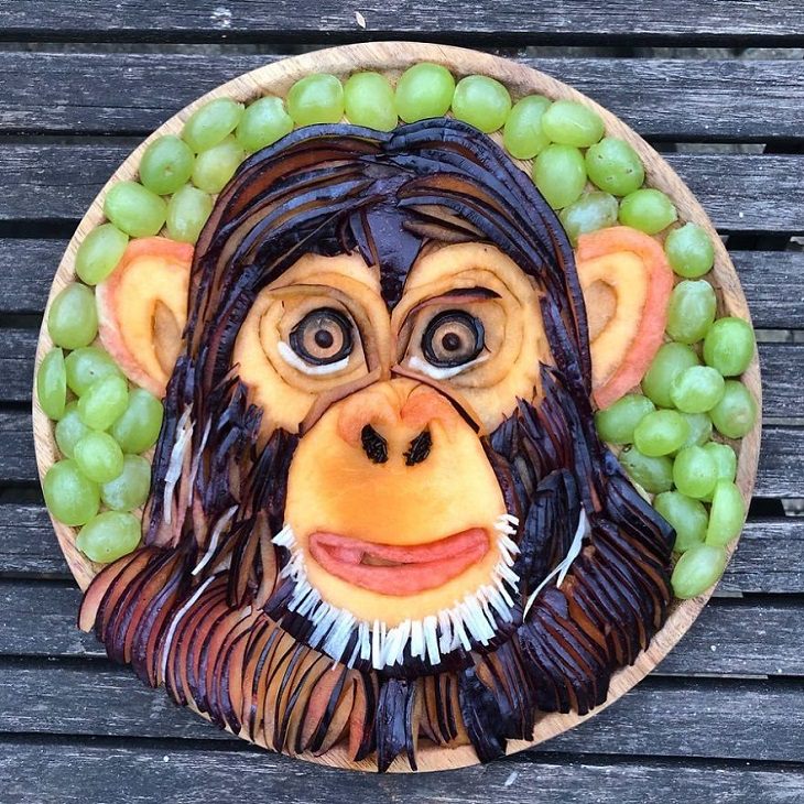 Asombrosas Obras De Arte Animal Elaboradas Solo Con Frutas mono