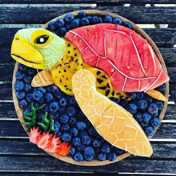 Asombrosas Obras De Arte Animal Elaboradas Solo Con Frutas tortuga