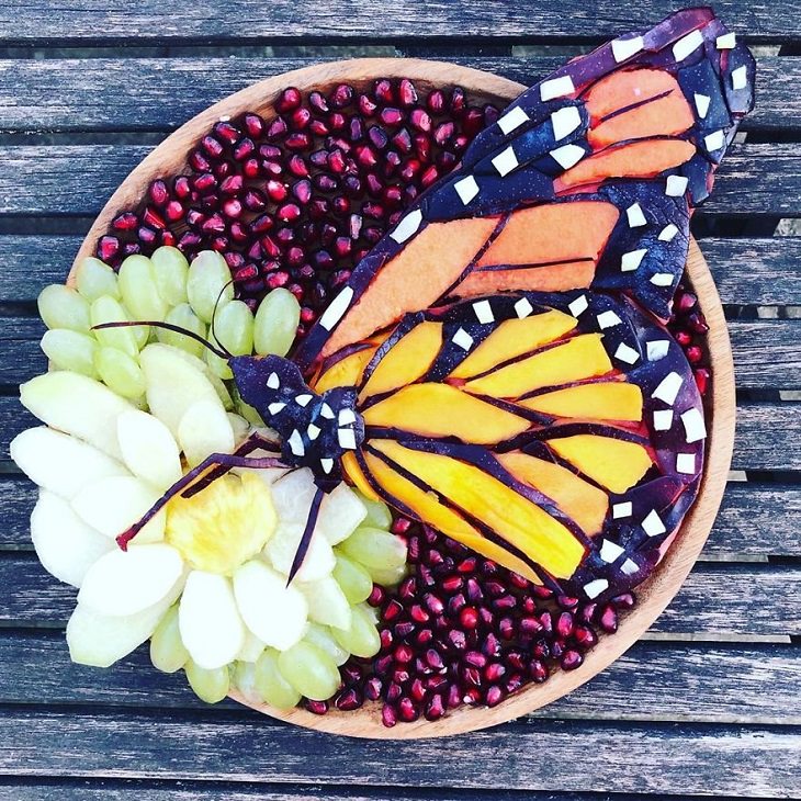 Asombrosas Obras De Arte Animal Elaboradas Solo Con Frutas mariposa