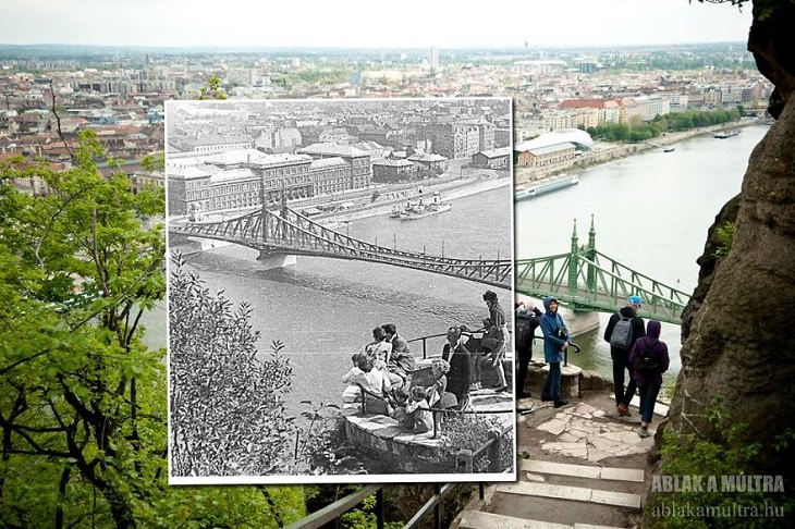 Un Recorrido En 25 Fotografías Por La Budapest Del Siglo XX La vista del Puente de la Libertad desde un mirador en Gellért Hills, 1961 - 2014