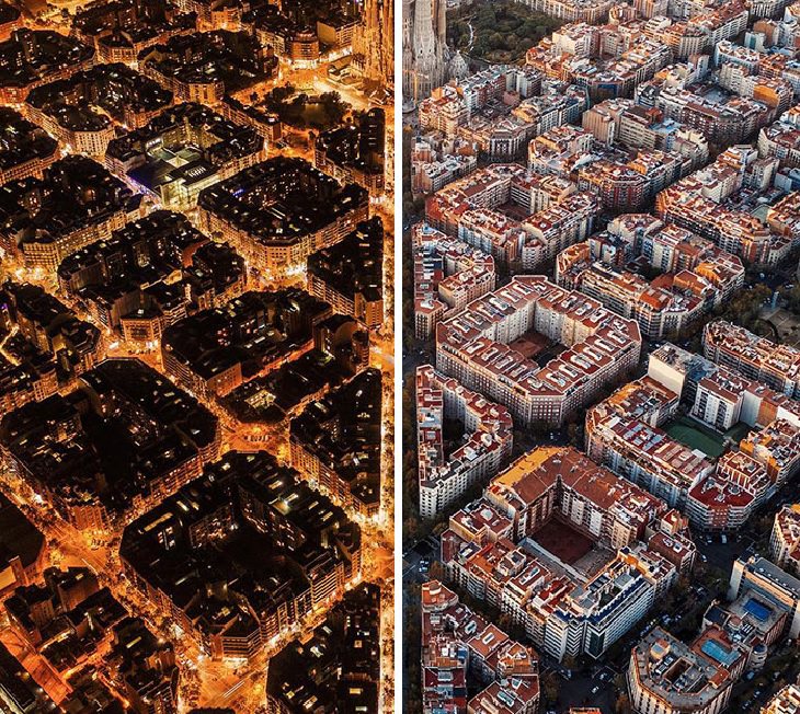  Barcelona de noche y durante el día