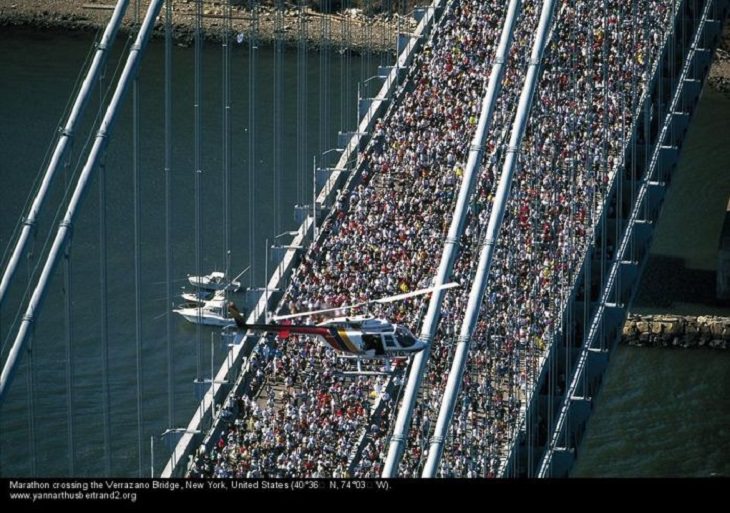 Fotos De Nueva York Desde Las Alturas Un maratón cruzando el puente Verrazano