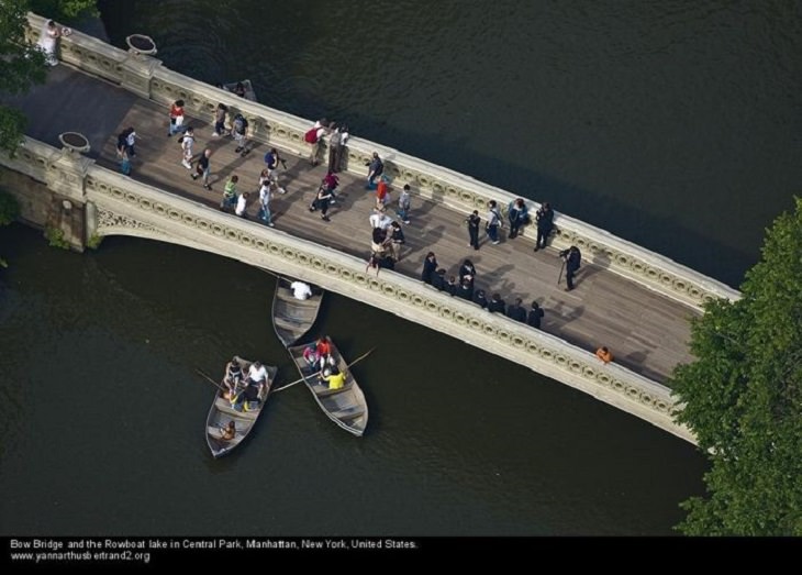 Fotos De Nueva York Desde Las Alturas Puente Bow y el lago Rowboat en Central Park, Manhattan