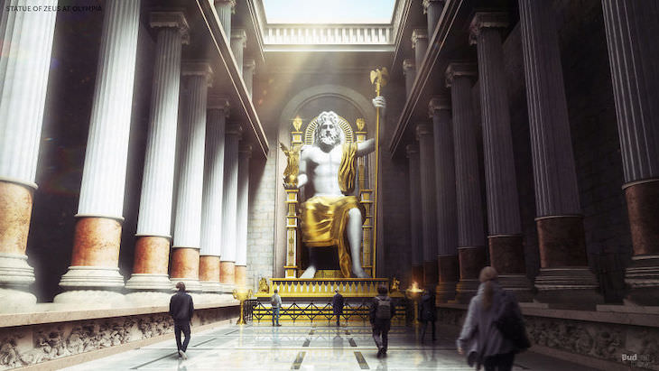  Las Siete Maravillas del Mundo Antiguo Reconstruidas Digitalmente La estatua de Zeus reconstrucción