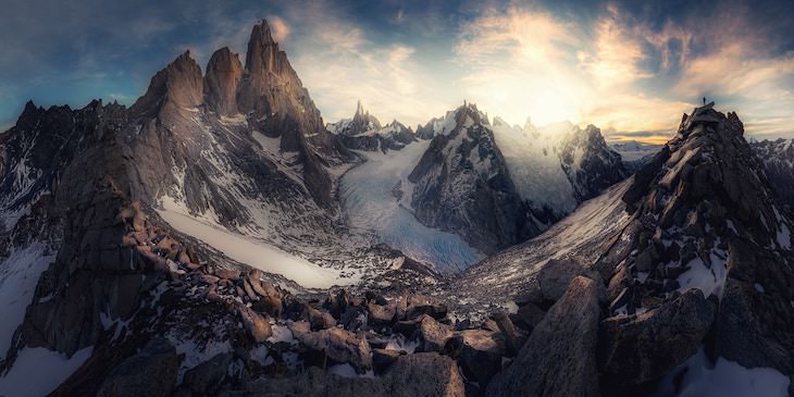 Fotografías Panorámicas Ganadoras De Los Premios EPSON Del 2020 “Picos de la Patagonia” por William Lekki, sexto lugar, competencia amateur, naturaleza y paisajes