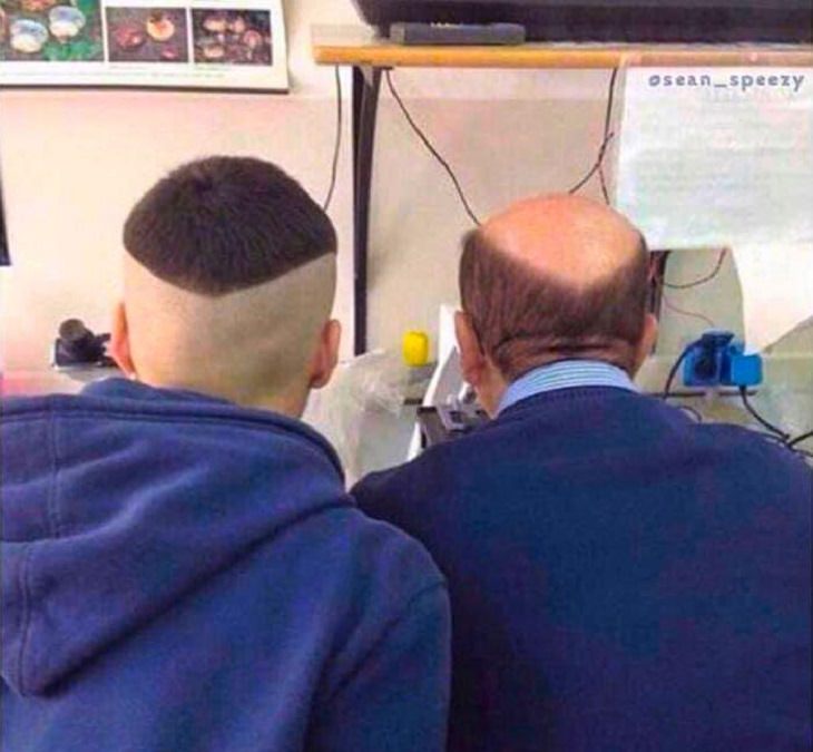 9. Estos cortes de pelo se llaman papá (derecha) y papá inverso (izquierda).