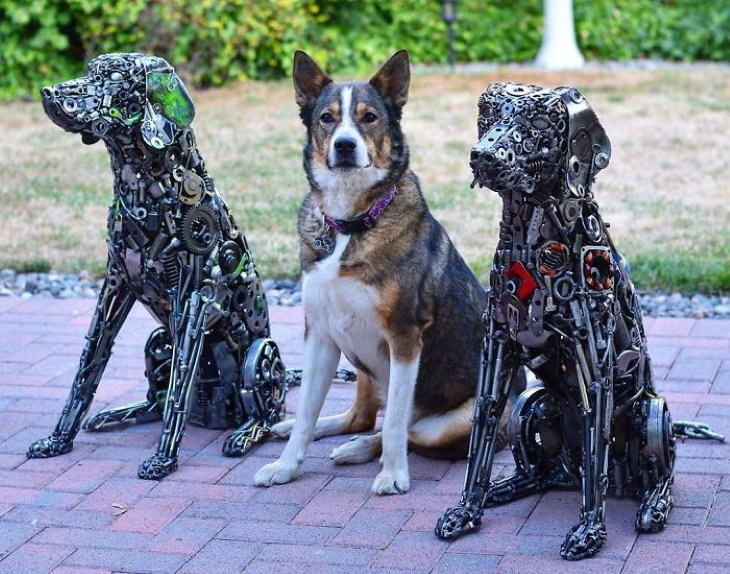 BMagníficas Esculturas de Brian Mock dos perros