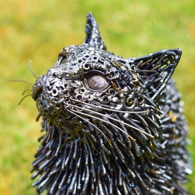 Magníficas Esculturas de Brian Mock gato acercamiento