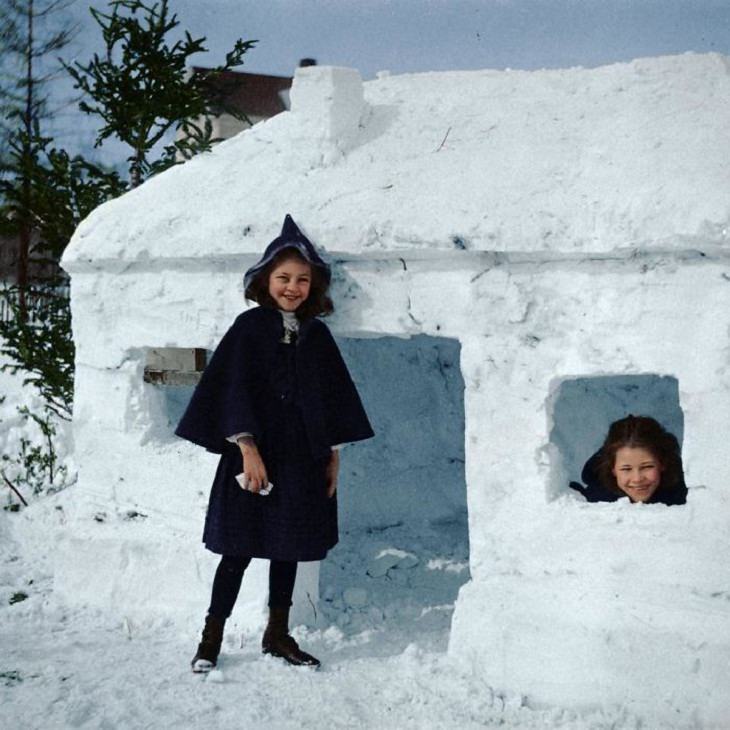 Fotos Antiguas a Color casa de nieve
