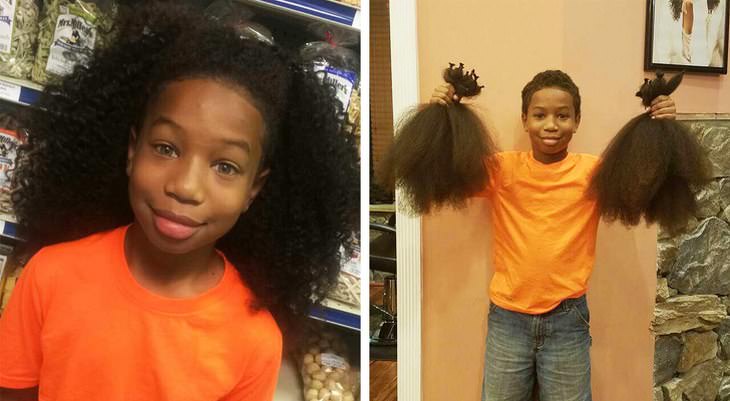 Imágenes de héroes de la vida real niña deja crecer su cabello por dos años para donarlo