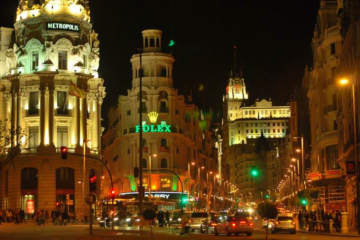 Lugares Turísticos En Madrid Gran Vía de noche