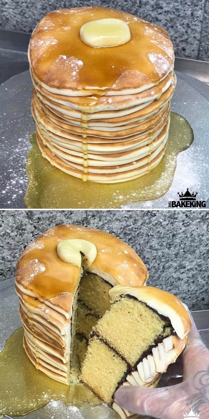 Pastel en forma de hotcakes