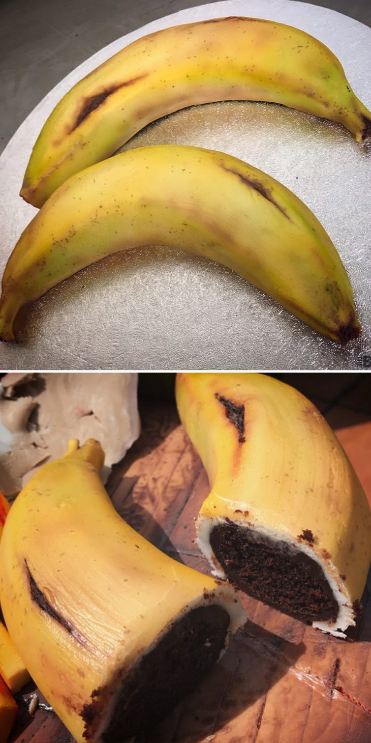 Pastel en forma de plátanos