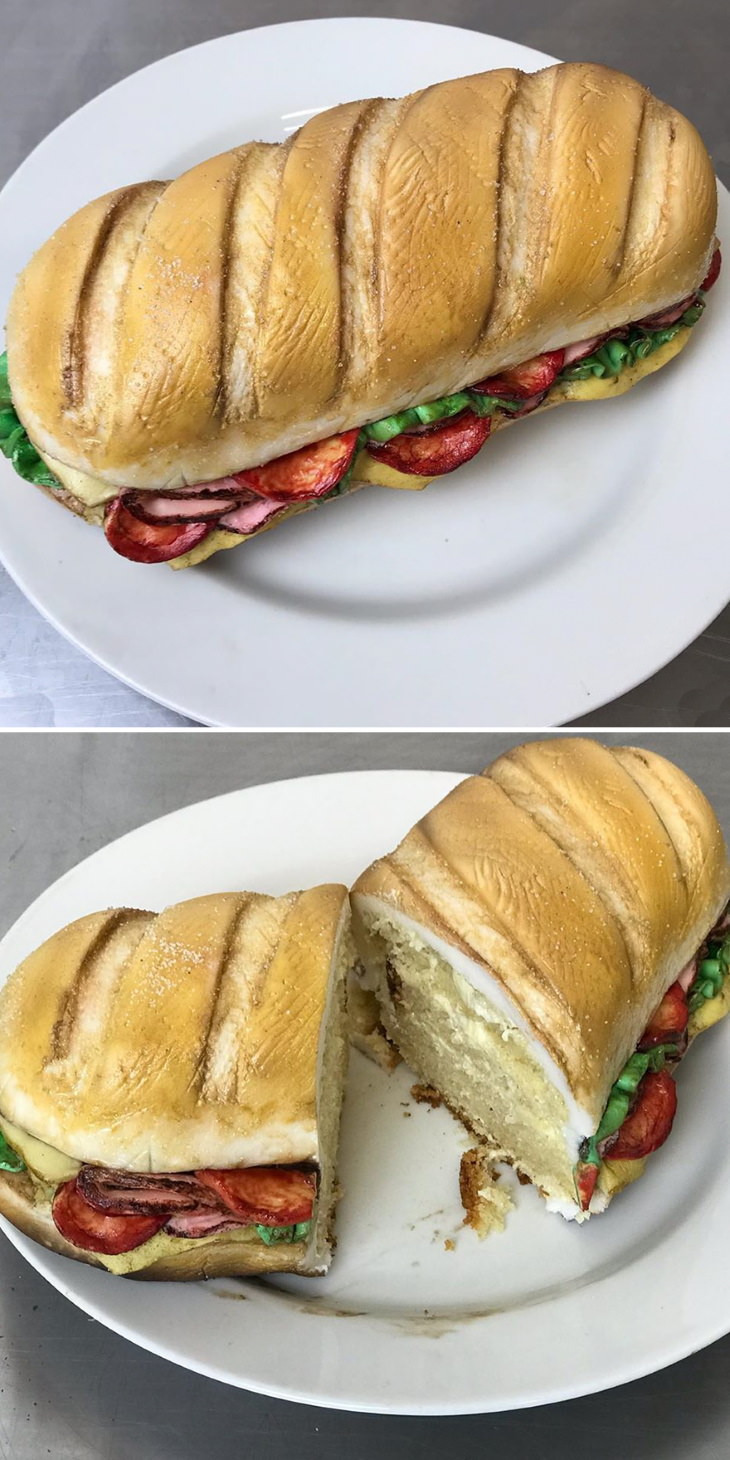 Pastel en forma de sandwich