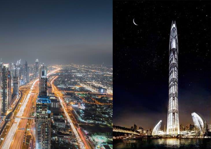 propuestas de edificios extravagantes El Puerto y torre Nakheel en Dubai, Emiratos Arabes Unidos