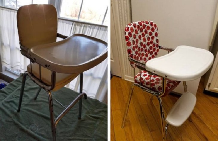 Objetos restaurados y quedaron como nuevos silla para bebé restaurada