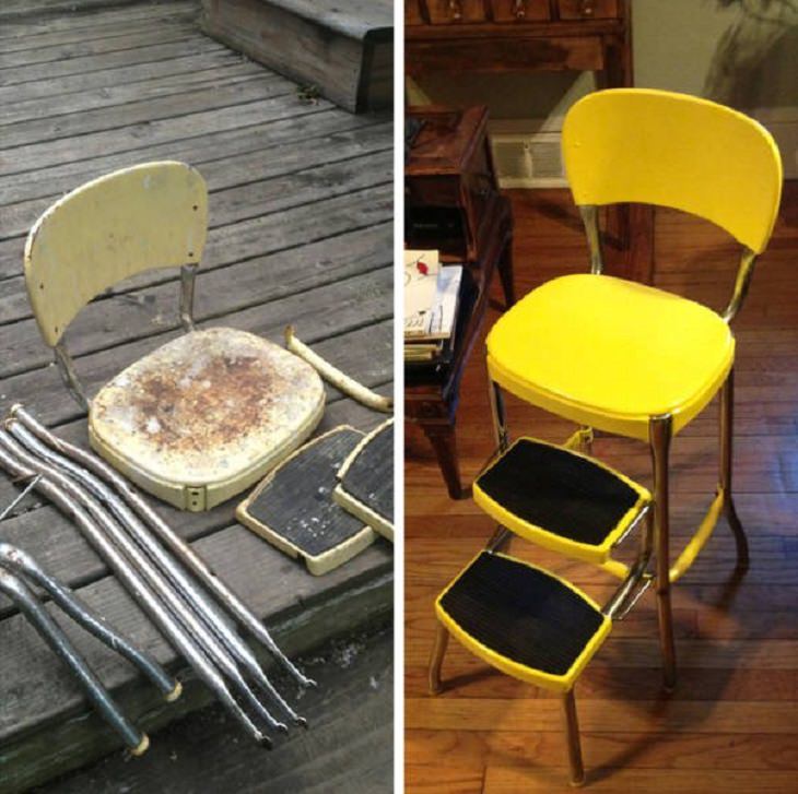 Objetos restaurados y quedaron como nuevos silla restaurada