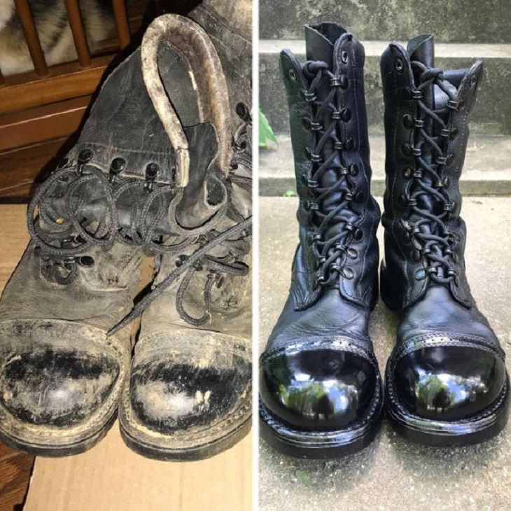 Objetos restaurados y quedaron como nuevos botas restauradas