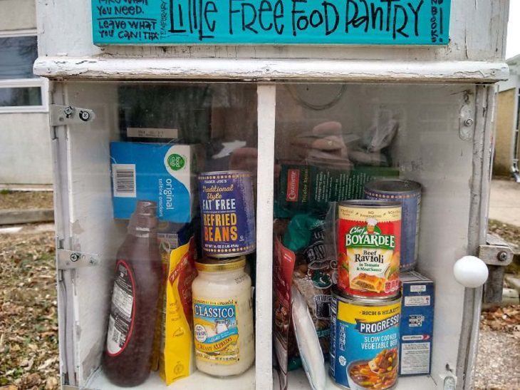 Heroes, positive moments and acts of kindness found all over the world in the midst of the Coronavirus lockdowns, quarantines and self-isolation,This neighborhood turned their little free library into a little free food pantry