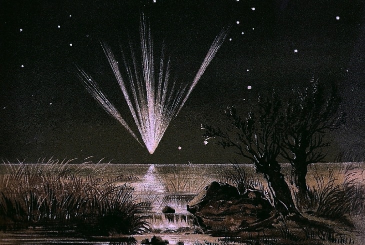 7. El Gran Cometa de 1861, visible a simple vista durante tres meses, designado oficialmente C / 1861 J1 y 1861 II