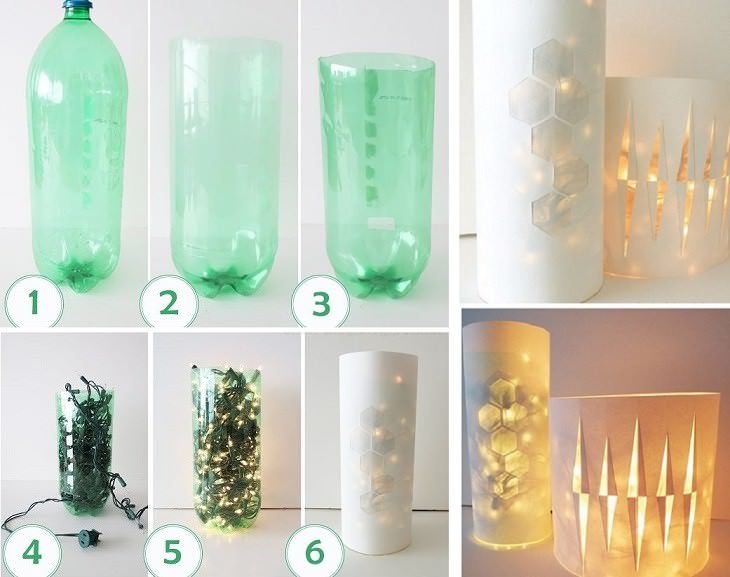 lámparas caseras Lámpara con botellas recicladas
