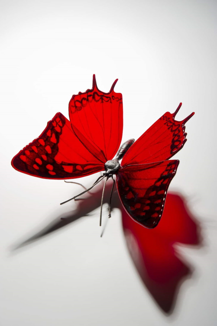 Arte en cristal  Mariposa escarlata